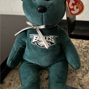 Ty Eagles Plush Bear with Silver Ribbon